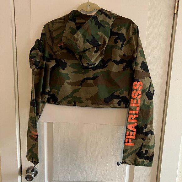 Smoke Rise Red Cropped Long Sleeve Pullover Hoodie Cropped Top Shirt Camo Sz M - Picture 8 of 14